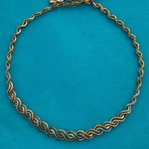 Vintage Silver Golden Pleated Necklace